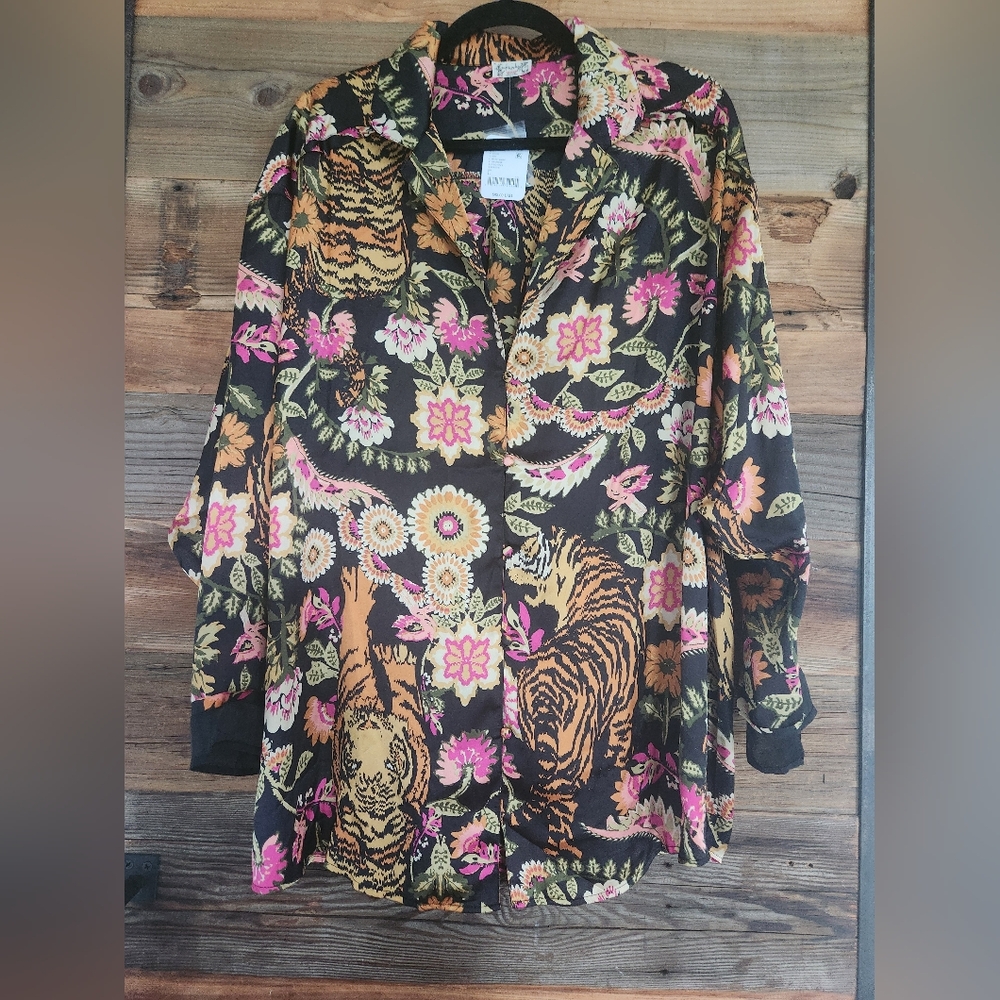 NWT FREE PEOPLE DREAMY DAYS PAJAMA SET TIGER SIZE Large - Picture 5 of 7